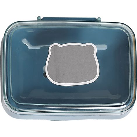 Jabonera azul con tapa y desagüe, portátil para viajes y baño, fabricada en plástico resistente (14 x 9,8 cm). (1/5)