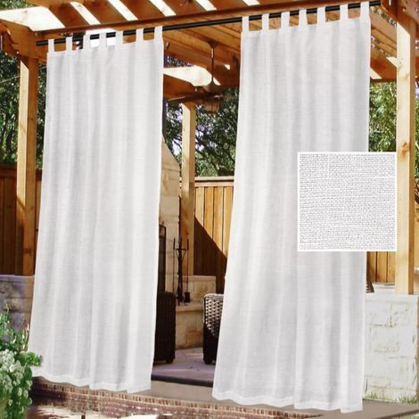 Lot de deux rideaux d'extérieur imperméables,H 240 x L 132 cm - Fermeture velcro,protection UV,convient pour tonnelles,terrasses et patios,blanc cassé (1/5)