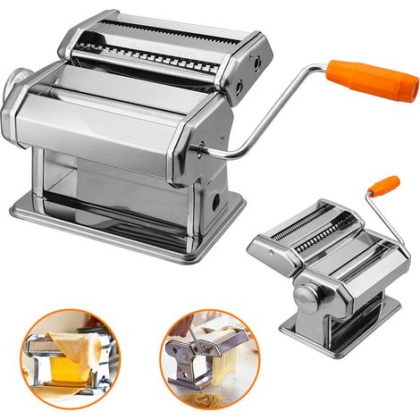 Wolketon Machine à pâtes manuelle en acier inoxydable, 9 réglages d'épaisseur, 2 lames, pour lasagne et tagliatelle, cuisine familiale