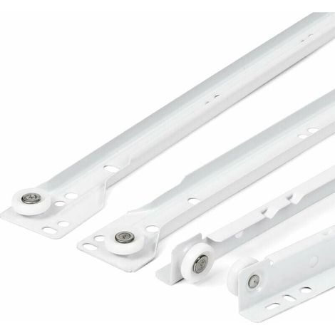Coulisse Tiroir 400 mm - Lot de 2 (1 paire) Rails pour Tiroir Coulissants, en blanc, Système de Glissière à Sortie Partielle - Kit de Tiroir Coulissants à montage facile (1/4)