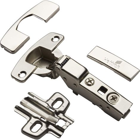HETTICH Topfband SENSYS 8645i TH52 Mittelanschlag 110° mit integriertem Dämpfer, Abdeckkappen und Montageplatte (Distanz 0 mm) Topfscharnier Schranktürscharnier Schrankscharnier von SOTECH