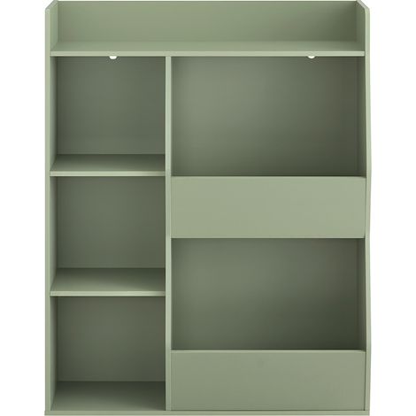SoBuy Libreria Montessoriana per Bambini - Scaffale Portagiochi con 5 Scomparti Aperti - Libreria da Terra per Cameretta Verde 80x34x104 cm KMB55-K-GR