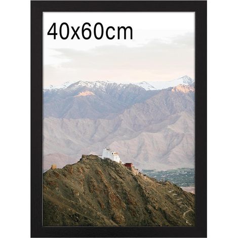 Bilderrahmen 40x60 cm Holz Passepartout Schwarz 1x [40x60 cm] (1/5)