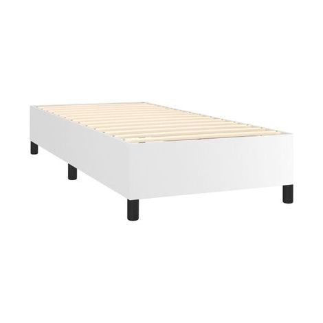 Sommier de style Snowco (avec matelas et lampe LED), blanc, 100 × 200 cm, éclairage led d’ambiance, pour chambre, confort quotidien, assemblage rapide (1/5)