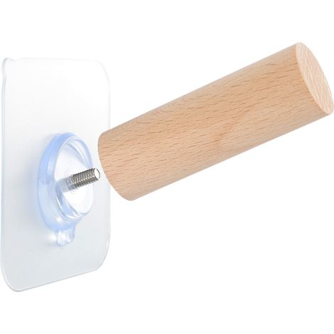 Crochet pour porte en bois massif, fixation adhésive sans perçage, design élégant, pour rangement de vêtements et chapeaux, accessoire d'intérieur pour la maison (1/5)