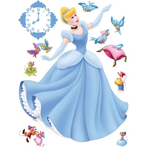 sticker mural Cendrillon bleu clair  - Disney