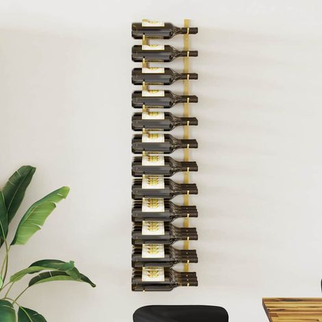 vidaXL Botellero de pared para 36 botellas hierro dorado (1/5)