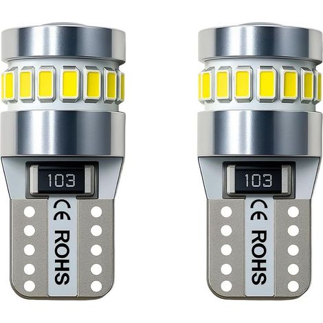Ampoules T10 W5W LED 6000K Blanc, SMD 3014 Chipsets LED Pour Lampe Remplacement de Position, Plaque, Dôme Côté et Stationnement (2 Pcs) (1/5)