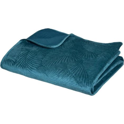 Copriletto delia in velluto blu anatra 240x260cm - Atmosphera créateur d'intérieur