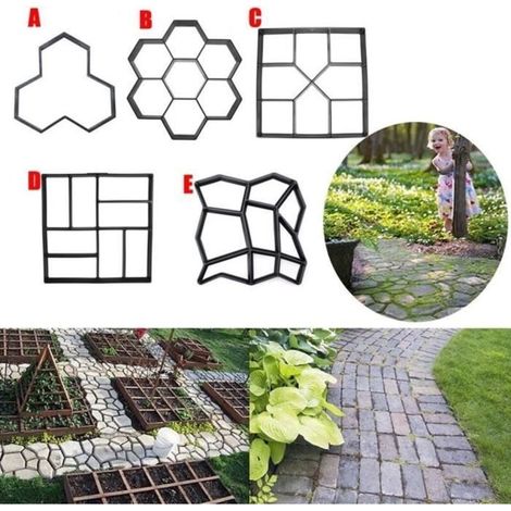 Jardin Bricolage En Plastique Chemin Maker Pavement Modèle Béton Stepping Stone Ciment Moule Brique - style E (1/4)