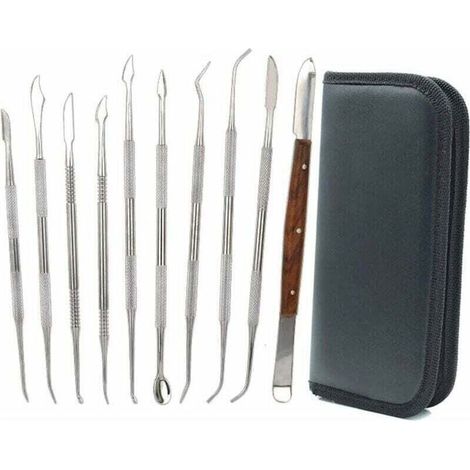 Enowelir Lot De 10 Outils De Sculpture À La Cire En Acier Inoxydable Pour Argile Et Poterie Kit DIY Avec Étui De Transport (1/4)