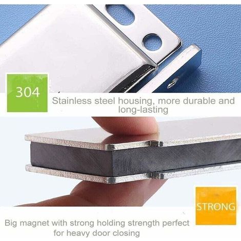 Leistungsstarke 28 kg Magnet-Türverschlüsse für Schränke, 2-teilige Magnet-Türriegel aus Edelstahl, starker und robuster Magnetverschluss für Möbel, Schubladen, Duschtüren und Schränke (1/5)