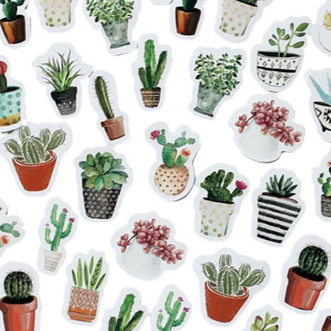 45 autocollants cactus mignons, en papier autocollant, pour décorer plantes succulentes en pot, scrapbooking, bouteilles d'eau, ordinateurs portables, téléphones, guitares, bagages, etc. Vert (1/5)