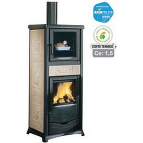 Stufa A Legna Rossella Plus Forno Evo 9,1 Kw Lib.Panna (Conto Termico) - misure cm.55,9x53,6x135,9h. - peso Kg.195