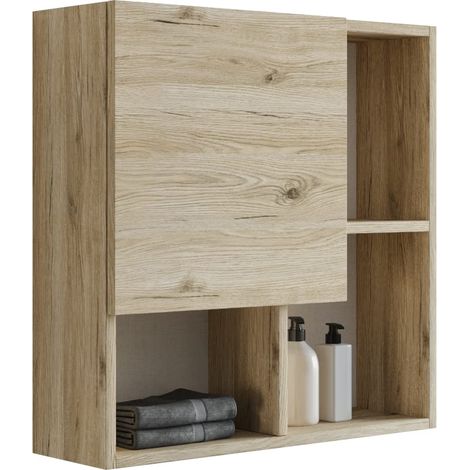 Armoire Murale avec Porte asymétrique, chêne Naturel, L.71 x P.22 x H 71 cm (1/5)