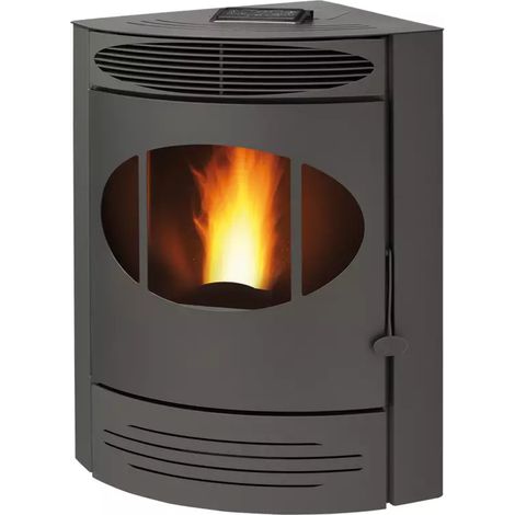 stufa a pellet ventilata angolare caris "gemma" grigio 12 kw (1/2)