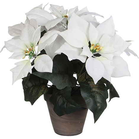 Planta artificial de pascua blanca-poinsettia 27x35cm