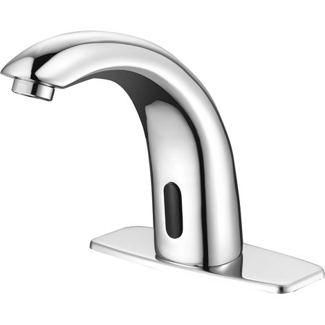 Robinet d'évier de salle de bain sans contact, détecteur de mouvement automatique, robinet d'évier de salle de bain mains libres avec plaque de couverture de trou