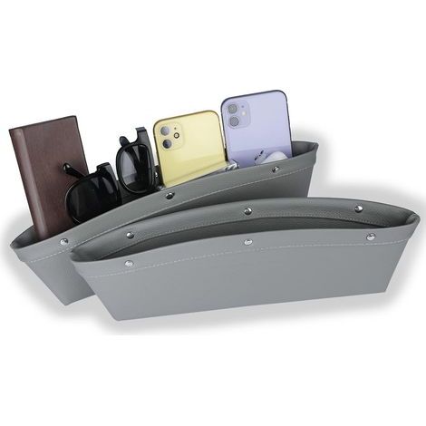 Set aus 2 Aufbewahrungsboxen für den Raum zwischen den Autositzen, aus PU-Leder, universell.