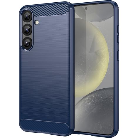 Custodia in silicone per Samsung Galaxy S25+ con finitura effetto carbonio - blu (1/5)