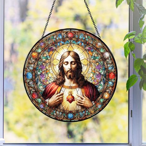 Attrape-soleil à suspendre – Ornement vitrail décoratif, Diamètre : 9 cm (1/4)