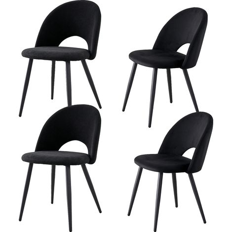 Chaise de Dîner, Design Minimaliste Moderne, Assise Confortable, Noir (1/2)
