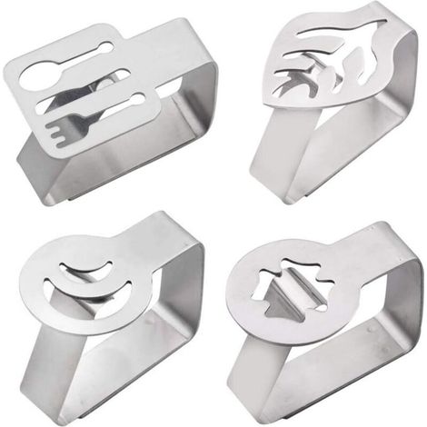 Pinces à Nappe en Acier Inoxydable Nappe Clips pour Home BBQ Mariage Party 4 Pièces (1/5)