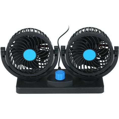 KKmoon 12V USB double tete grand ventilateur de refroidissement eolien ventilateur de bureau a vitesse du vent reglable a 2 vitesses noir bleu (1/4)