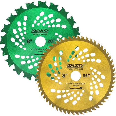 205mm-20T+56T, 2-Piece Set, 25.4mm Shaft, With Washer Adapter 565-20-15.8mm, Brush Cutter Blade (1/5)