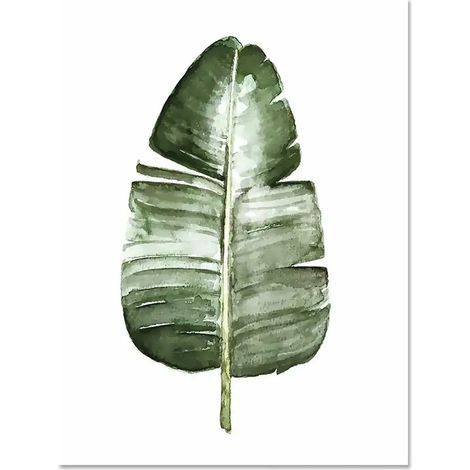 Tableau Toile Plante Tropicale Feuille De Palmier Monstera - 50 x 70 cm - Décor Murale Verte Pour Chambre Enfants Bureau Maison - 1 Pièce