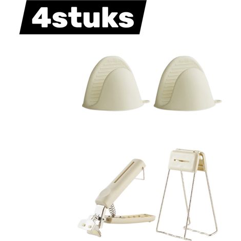 Ensemble de 4 supports pour assiettes et bols chauffants avec gants de cuisine en acier inoxydable (1/5)