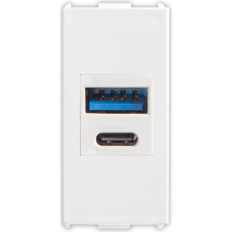 Presa USB Tipo A+C 240Vac fino a 20W Bianco Pixia Master 11212AC