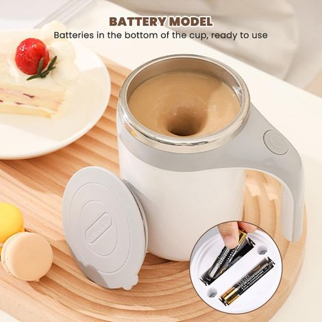 Tazza da caffè, tazza isolata, tazza isolata a doppio strato con miscelazione automatica da 380 ml con coperchio, tazza in acciaio inossidabile antiscottatura per casa, scuola, ufficio (bianco) (1/4)