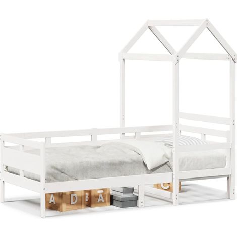 Maison Exclusive - Tagesbett mit Dach Weiß 80x200 cm Massivholz K