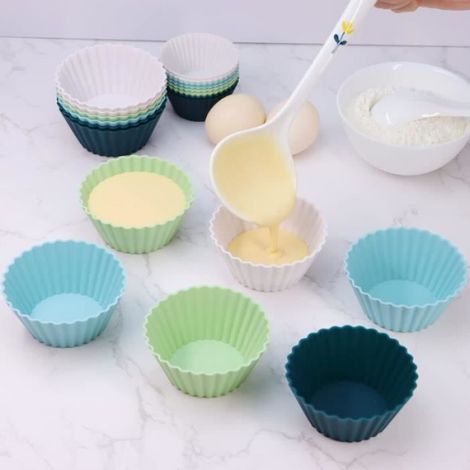 Moule Muffins - Silicone Alimentaire - Résistant -40 °C à 230 °C - Compatible Four Micro-ondes Congélateur - 24 Pièces (1/4)