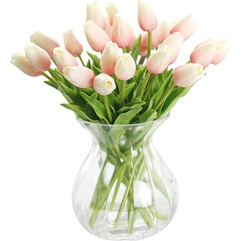 Tulipe Artificielle - 30 Pièces - Tige Souple avec Fil Métallique Intégré - PU Haut de Gamme - Décoration Mariage Maison Fête