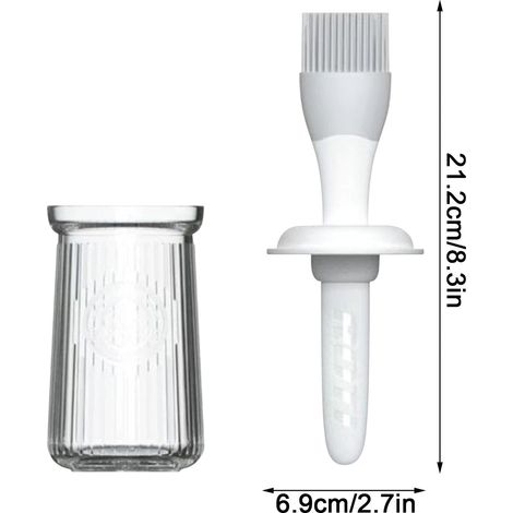 Brosse À Huile En Silicone - Brosse À Pâtisserie Haute Température 230 °C - Avec Récipient En Verre Et Couvercle Antipoussière - 21,2 X 6,9 Cm - 200 Ml (1/3)