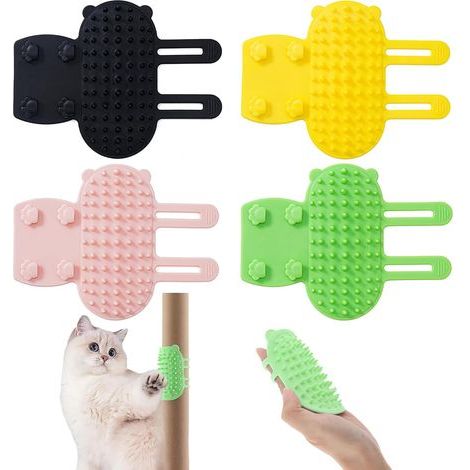 4 Pcs Auto Toiletteur pour Chat, Brosse D'angle et de Massage en Silicone, Autonettoyante et de Toilettage-Karteo (1/5)