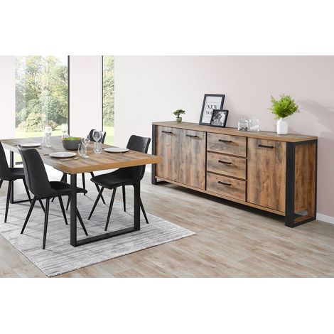 KORA - Ensemble Table 230cm + Buffet 3 Portes 3 Tiroirs (1/4)