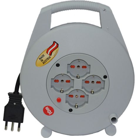 PROLUNGA ELETTRICA AVVOLGICAVO MT 10 X 1,5 4 PRESE BIPASSO + SCHUKO 31207 (1/3)