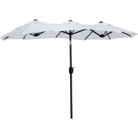 Ombrellone da Giardino Doppio 285x147x227 cm in Acciaio e Poliestere Bianco (1/5)