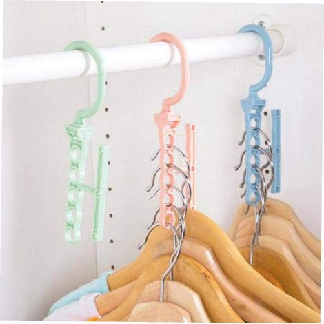 Perchas para bebés/niños con asa giratoria, 5 agujeros, resistentes al viento, color aleatorio, organizador de armario