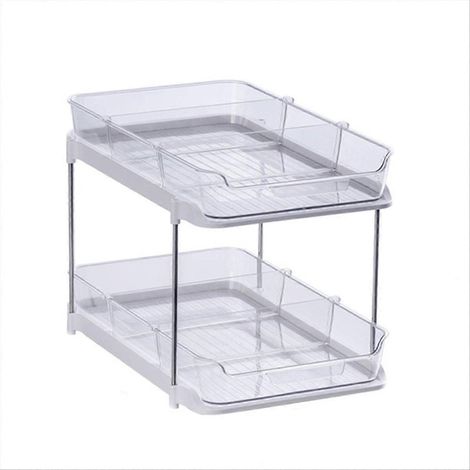 2-stöckiges Badezimmerregal, vielseitiger Organizer für Accessoires und Produkte, stabiler Selbstmontageständer, ideal für kleine Räume, elegante Verarbeitung, 1 Stück, silberfarben. (1/5)