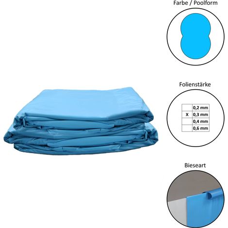 Poolfolie Ersatzfolie Achtformbecken 470x300x90cm - Dicke 0,3mm - Overlap - blau