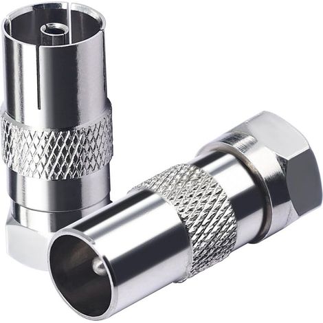 Adaptateur pour antenne TV (fiche F vers prise coaxiale) – 2 pièces (1/5)