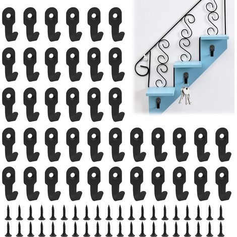 40 ganci da parete, ganci portachiavi neri, mini ganci da parete in acciaio inossidabile avvitabili, semplici e robusti ganci appendiabiti in ferro per camera da letto, soggiorno e cucina (1/5)