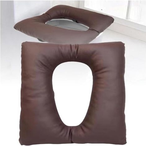Erhöhtes Toilettensitzkissen in brauner Lederoptik (45x42cm) – Komfortables und hygienisches Sitzkissen für Toilette und Toilettenstuhl, passend für O-Modelle (1/5)