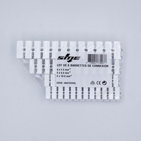 Lot 8 barrettes de connexion domino électrique borne de raccordement 12 plots 4 x 4mm + 2 x 6mm + 2 x 10mm blanc (1/2)