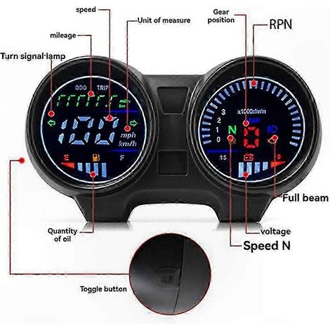 Digitaler LED-Motorradtemperatur- und Geschwindigkeitsmesser für CG150 Modelle 2004-2009 (1/4)