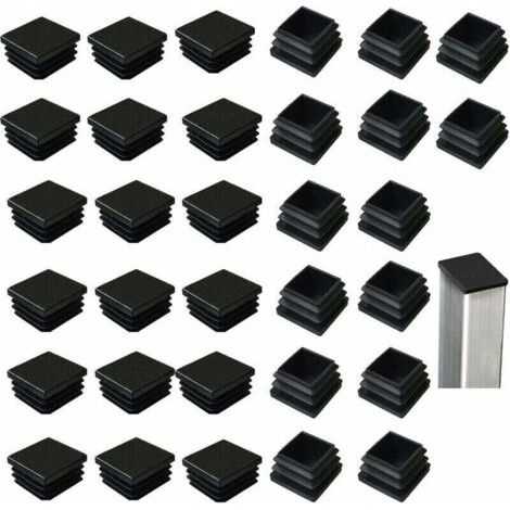 - 32 bouchons carrés en plastique noir (40 x 40 mm) pour produits métalliques, chaises, canapés et tables (NPTERBL)